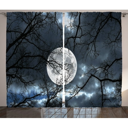 living room by day bedroom by night study farm house decor curtains panels set full moon at night in the forest winter living room by day bedroom by night study farm house decor curtains panels set full moon at night in the forest winter